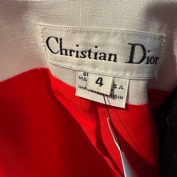 NWT CHRISTIAN DIOR Vintage Made in USA Red White Skirt & Jacket Power Suit - Picture 6 of 10